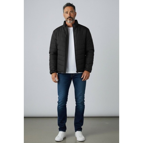 Faded Glory Men’s Charcoal Grey Puffy Full Zip Mock Neck Jacket Sz S/CH (34-36) - Picture 1 of 8